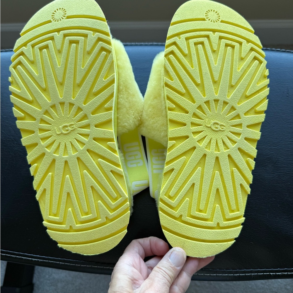 UGG Soft Yellow Fuzzy Slippers - Picture 6 of 7
